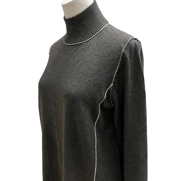 Max Studio Women's Size L Sweater Dress Dark Gray Long Sleeve Knit Mock Neck - Picture 5 of 7